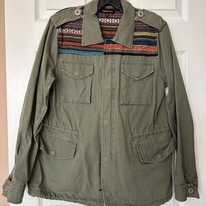 Nameless Olive Utility Jacket with Multicolor Serape Accents